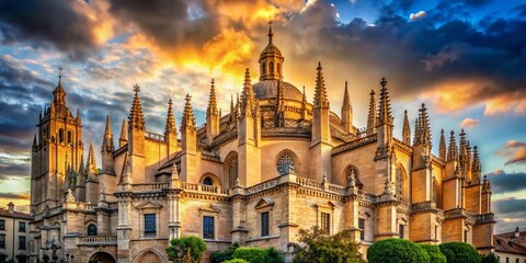 Fototapeta premium Segovia Cathedral Majestic Gothic Architecture Portrait Photography