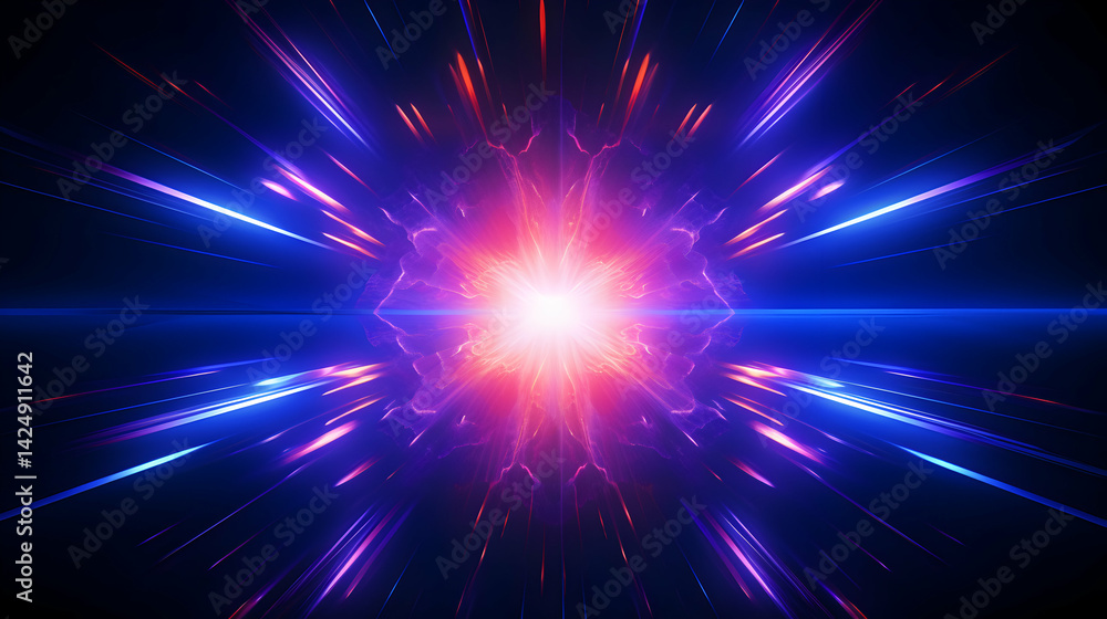 Poster hyperspace burst: dynamic abstract background with radiant star explosion effect