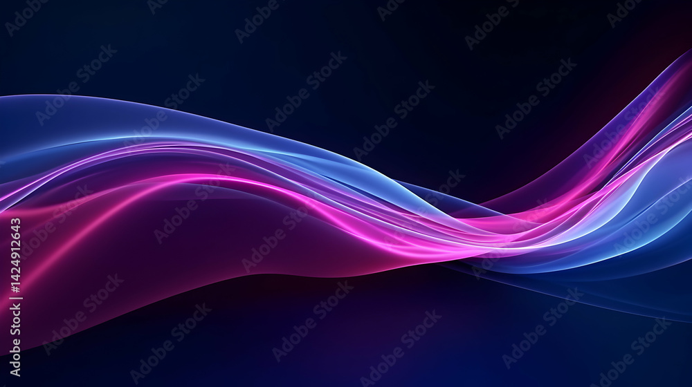 Poster luminous waveforms cascading in an ethereal dance of vibrant hues and shadows