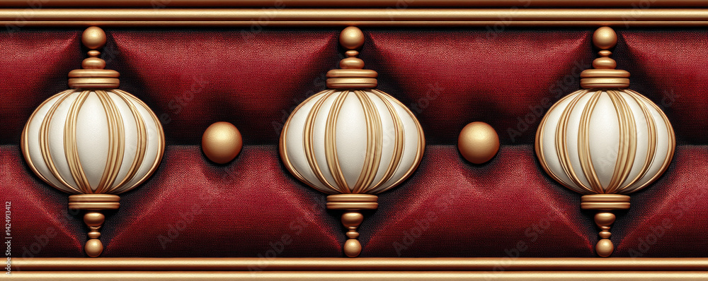 Aufkleber a red and gold border with three white lanterns is displayed. the border is ornate and adds a touch 