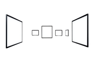 Abstract Design with Multiple Screens in Perspective View Against Black Background