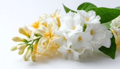 Obraz premium White and Yellow Flowers Blossom Beautifully in Springtime, Exhibiting Delicate Petals and Vibrant Hues.
