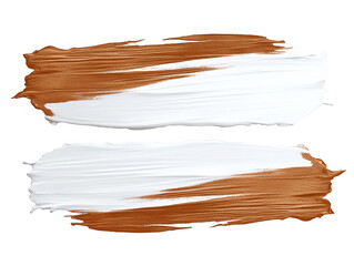 Abstract Brown And White Brushstrokes On Transparent Isolated Background