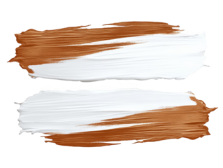 Abstract Brown And White Brushstrokes On Transparent Isolated Background