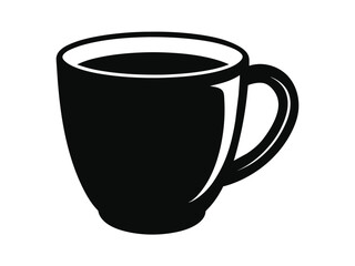 A black ceramic coffee cup, also known as a mug, sits isolated on a white background, an empty object ready for a hot beverage like espresso