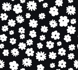 Vintage Pink Floral Seamless Pattern for Textile Print on Fabric, white black print for dress
