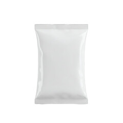 Unlabeled snack bag mockup, front view, sealed, centered on transparent background