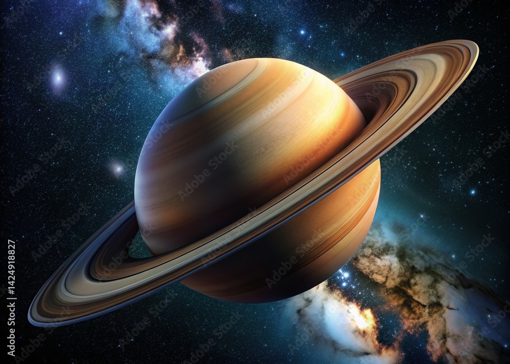 Poster stunning high-resolution saturn planet image with deep space background