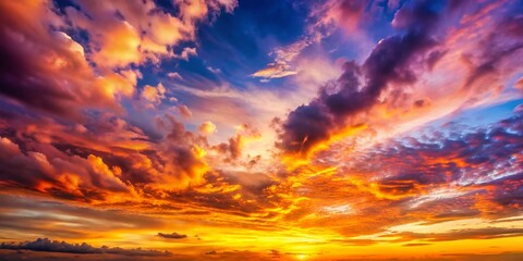 Obraz premium Stunning Sunset Sky: Vibrant Hues and Copy Space for Text