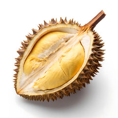 Obraz premium Exotic Durian Fruit A Close-Up View of the King of Fruits, Unveiling its Creamy, Golden Flesh