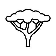 acacia tree line drawn outline vector art - illustration of acacia tree isolated transparent background