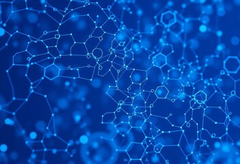 Obraz premium Abstract blue hexagonal network pattern, visualizing big data & healthcare innovation, medicine, research