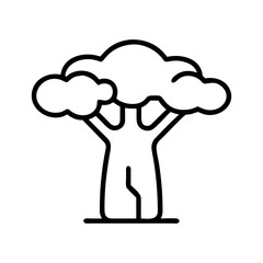 baobab tree line drawn outline vector art - illustration of baobab tree isolated transparent background