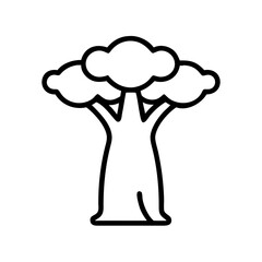 baobab tree line drawn outline vector art - illustration of baobab tree isolated transparent background
