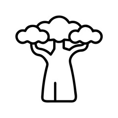 baobab tree line drawn outline vector art - illustration of baobab tree isolated transparent background