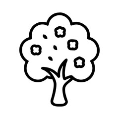 cherry tree line drawn outline vector art - illustration of cherry tree isolated transparent background