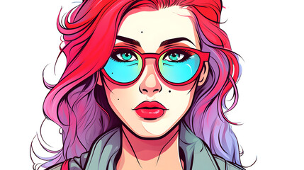 Fototapeta premium Cartoon Illustration of Annoyed Hips in Cold Gradient Line Drawing Style