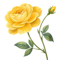 Obraz premium Yellow Rose Flower Blossom Bud Nature on transparent background