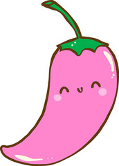 Kawaii Pink Chilli Character Illustration