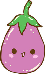 Cute Cartoon Eggplant Character