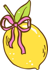 Coquette Lemon with Ribbon Hand Drawn Illustration