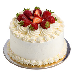 Delicious Strawberry Cake Recipe: Creamy Frosting & Fresh Berries on transparent background