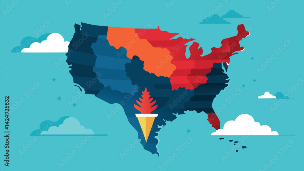 Aufkleber a map showing a massive tornado outbreak that will ravage the midwest and leave behind a trail of de