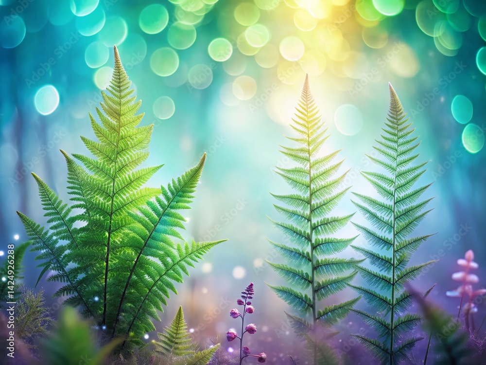 Aufkleber tranquil asparagus fern backdrop: soft gradient bokeh background