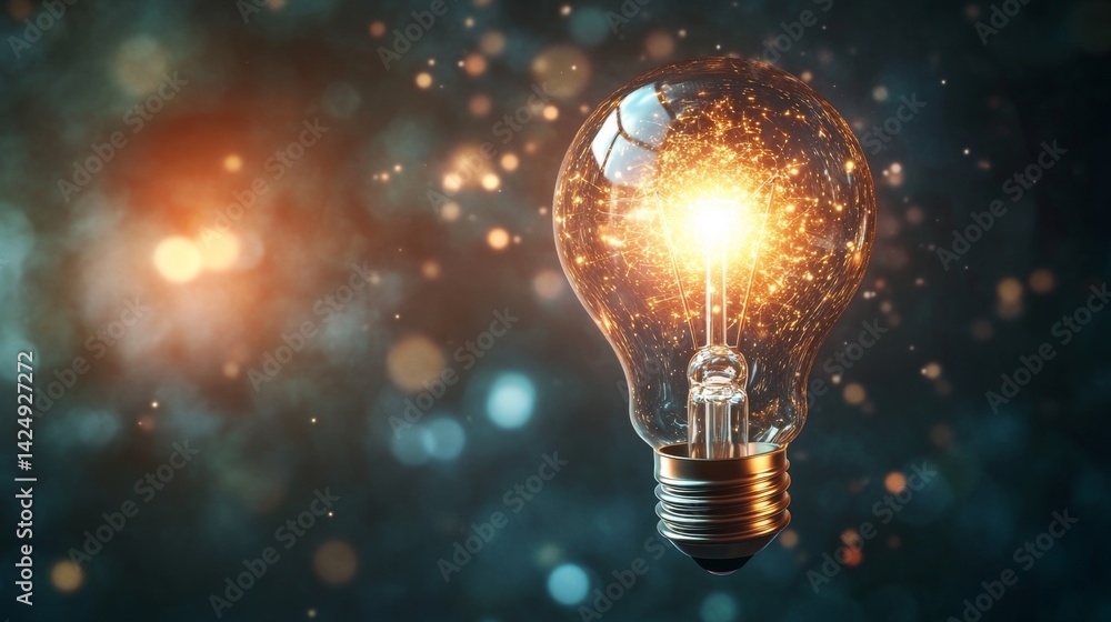 Aufkleber illuminating spark of innovation abstract setting light bulb digital art close-up view conceptual cr