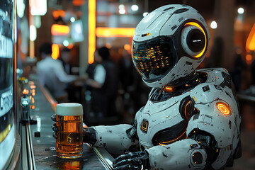 name : futuristic oktoberfest robot bartender