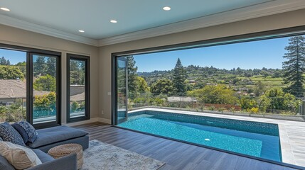 Fototapeta premium Modern home with panoramic views and pool