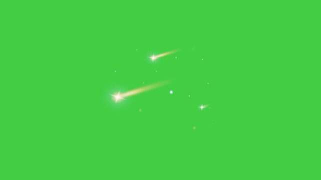 green screen animation meteor falling white color orange lines