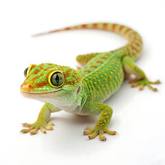 Obraz premium Madagascar Gecko Vibrant Green Reptile with Yellow Eyes