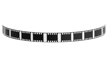 Curved Film Strip Illustration in Black and White Isolated on Transparent Background