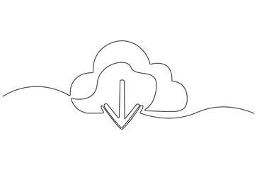 Continuous one line drawing of download sign phone,laptop,computer. Single line drawing illustration of Download sign. Download icon concept vector art. Doodle line illustration.