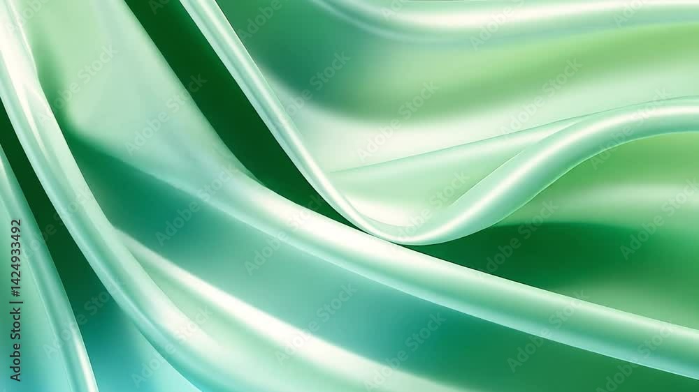 Aufkleber elegant green fabric waves smooth texture and sheen create calm background design for serene atmosph