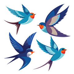 Cassowary birds set shilhotee vector isolated on white background