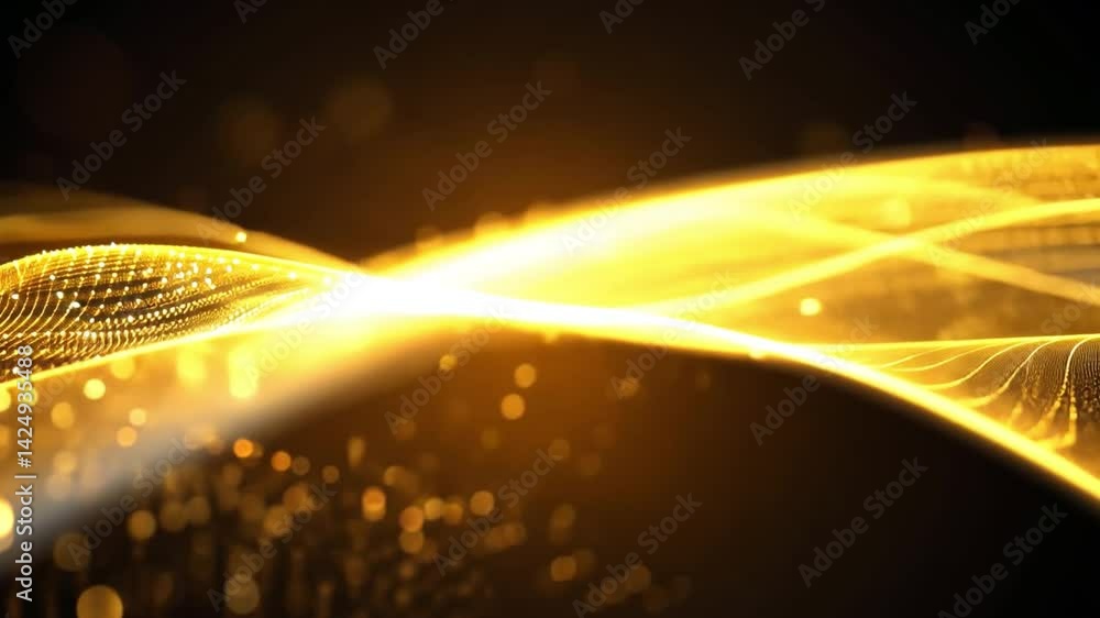Poster abstract golden wave glowing particles create mesmerizing visual effect of elegance and dynamism in 