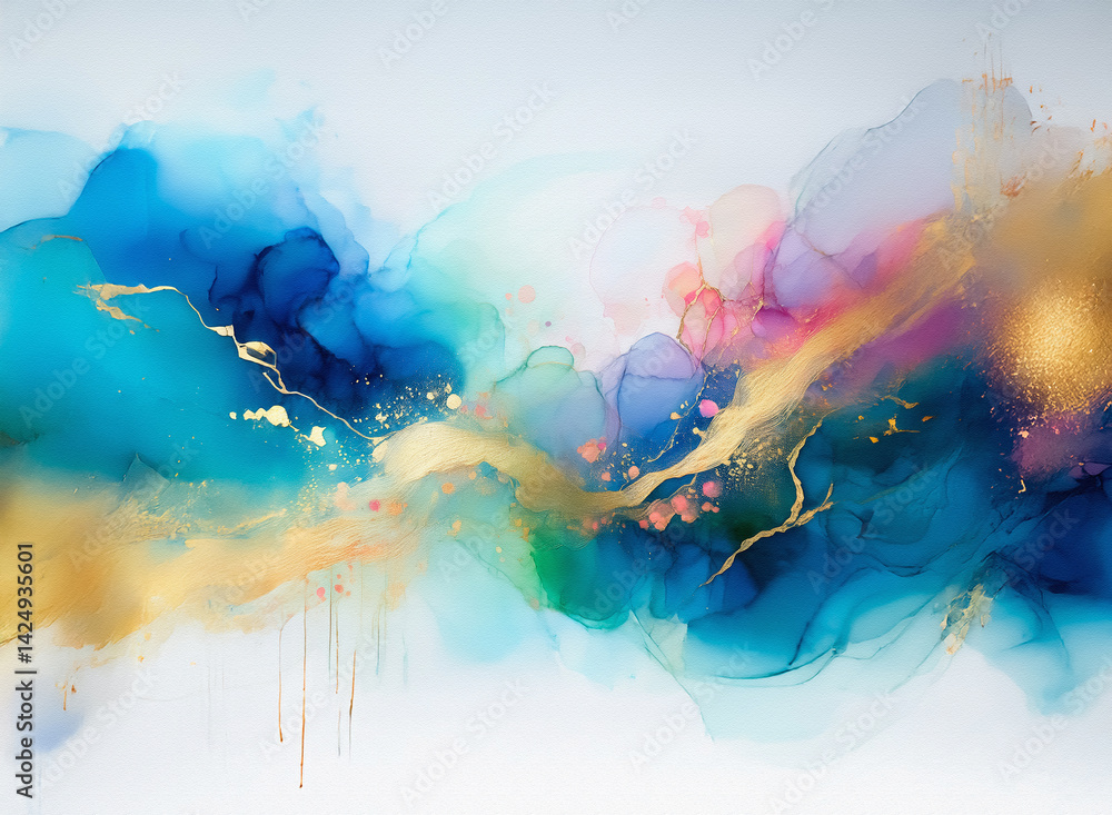Leinwandbilder hints: the image is an abstract watercolor painting with flowing, blended colors. this abstract wate