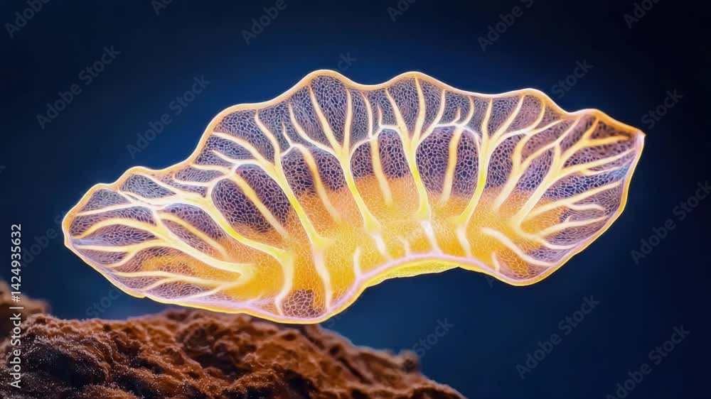 Poster Glowing Sea Creature with Intricate Patterns in Dark Background