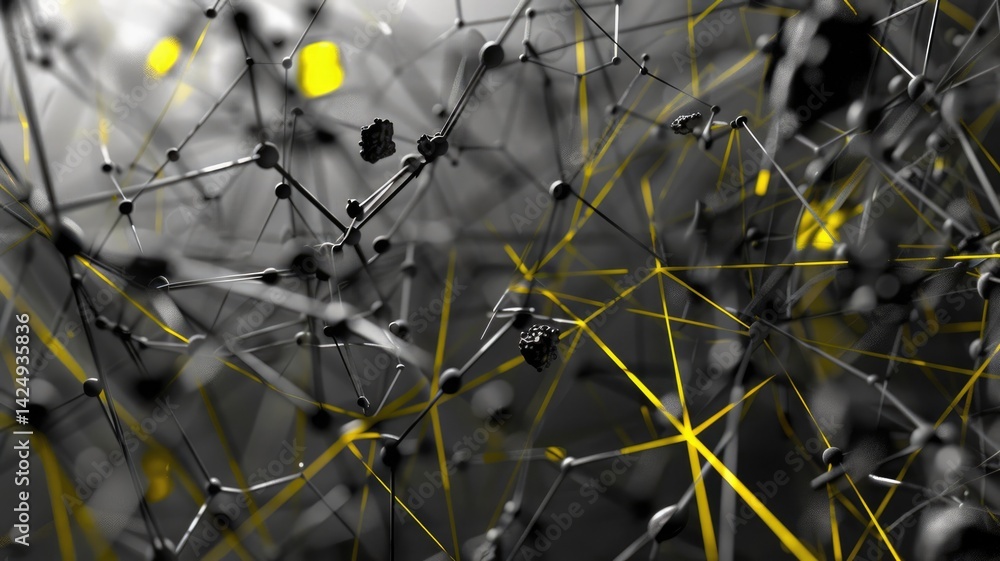 Poster a captivating abstract visualization of an artificial intelligence network, showcasing interconnecte