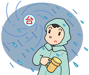 災害のイラスト - 気象災害・台風・大雨・悪天候