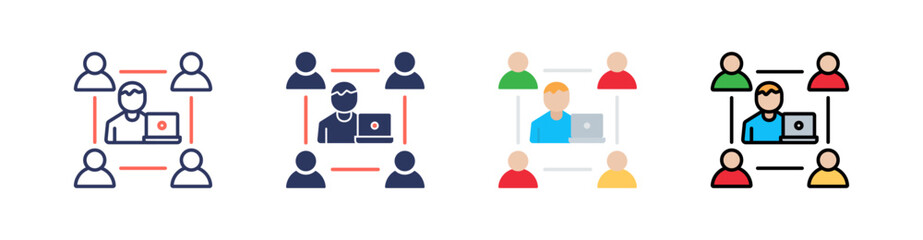 Team Leadership Multi Style Icon Set Vector 