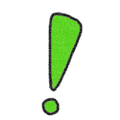 シンプルな可愛い手描きのビックリマーク（緑色）