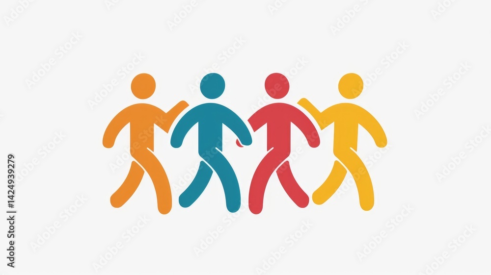 Poster this vibrant icon represents friends helping each other, showcasing unity and support through colorf