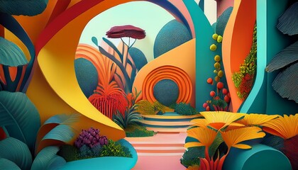 Obraz premium Abstract Garden Sculptures Modern Art