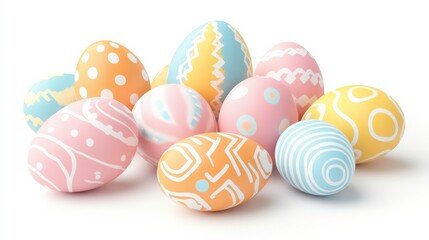 Obraz premium Colorful Pastel Eggs on White Background