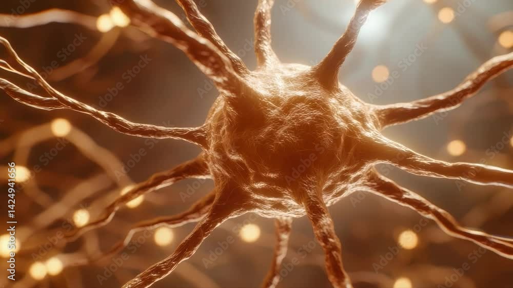 Poster intricate neural connections with glowing synapses in dark background