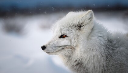 Fototapeta premium Arctic Fox in Snowstorm Realistic