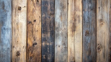 Fototapeta premium Rustic wooden wall with varying textures and colors, ideal for backgrounds